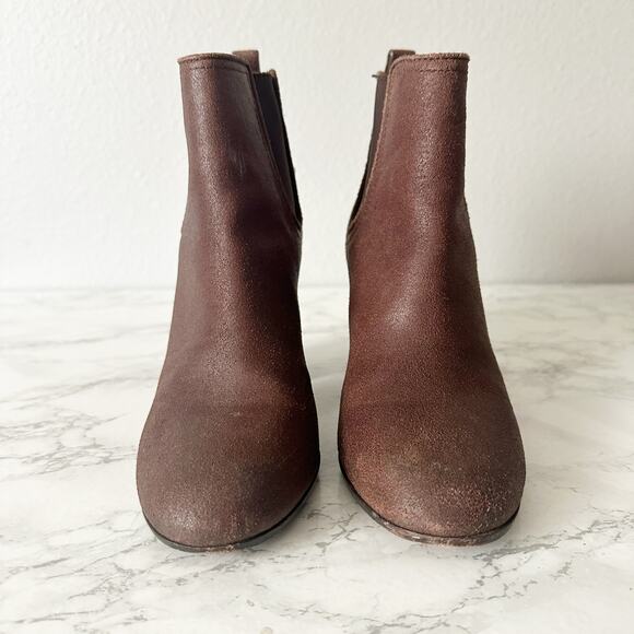 Tory Burch Margaux Brown Distressed Leather Pull on Ankle Boots Women’s Size 8 - Picture 3 of 15